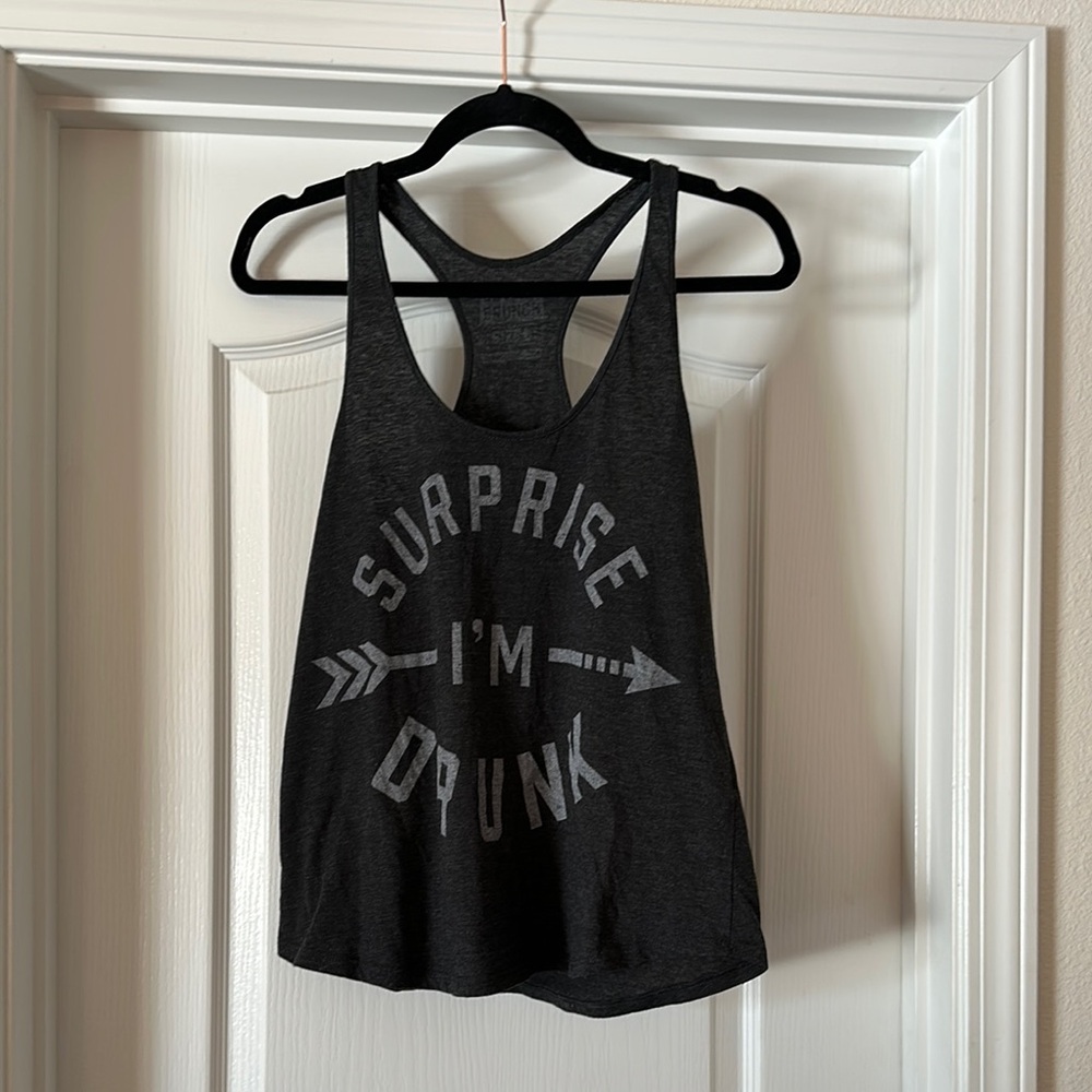 Gray Sleeveless Crop Tank Top with Relaxed Fit and Fun Graphic
